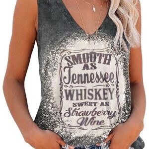 Women’s Size Large, V Neck Graphic Tank -Tennessee Whiskey Design